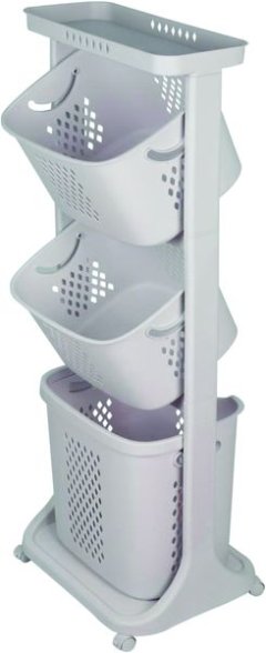 Laundry Basket with 3 Tier Sorter Clothes Organizer Shelf, Wheels &amp; Handle