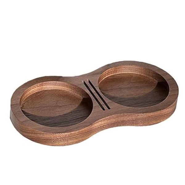 Walnut Espresso Tamping Station, Espresso Accessories Organizer