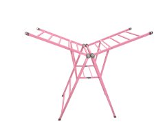 Foldable Pink Clothes Airer - Extra Strong Metal Drying Rack - 16m Capacity