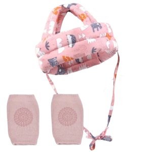 Baby Toddler Head Protective Cap &amp; Non-Slip Knee Pads Set
