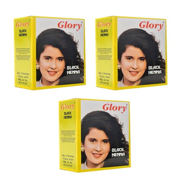 Glory Henna Natural Hair dye - Ammonia Free - Black - 3 Pack