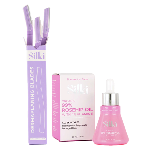 Silki - Dermaplaning Set - 3 Blades and 30ml Rosehip Oil