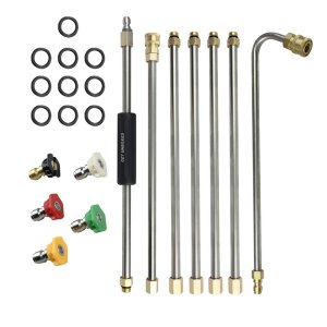 GET UNBOXED Pressure Washer Extension Wand curved Wand with 5 Nozzle Tips