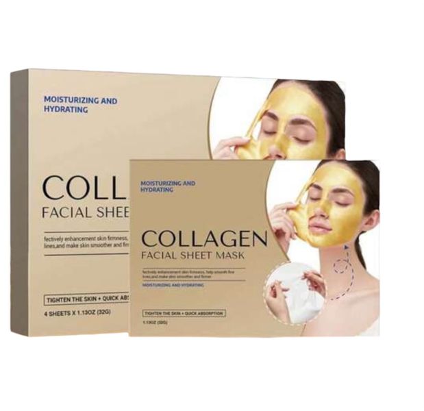 Collagen Sheet Mask Set - Hydrating, Brightening &amp; Anti-Ageing Care -4 Pack