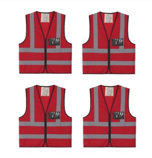 Passion Zip and ID Pocket High Visibility Vest Red - 4 Pack