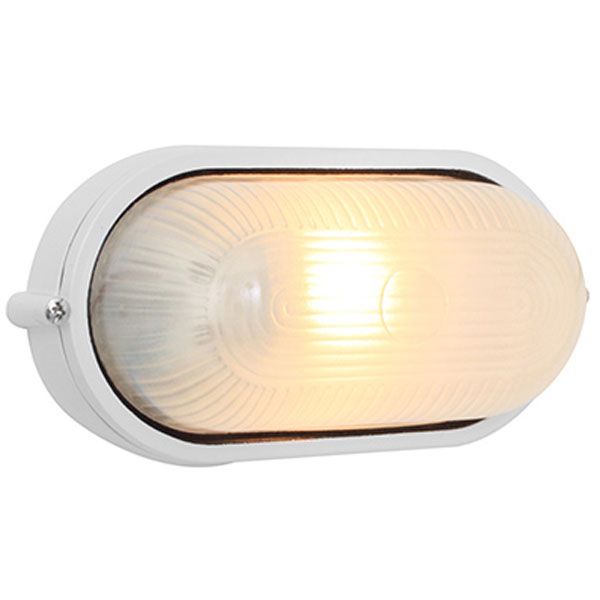 Oval Small Plain Bulkhead 210mm White 1x60w