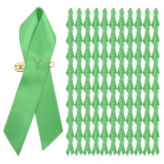 100 Pieces Ribbon Lapel Pins Fabric Ribbons for Women Men (Green)
