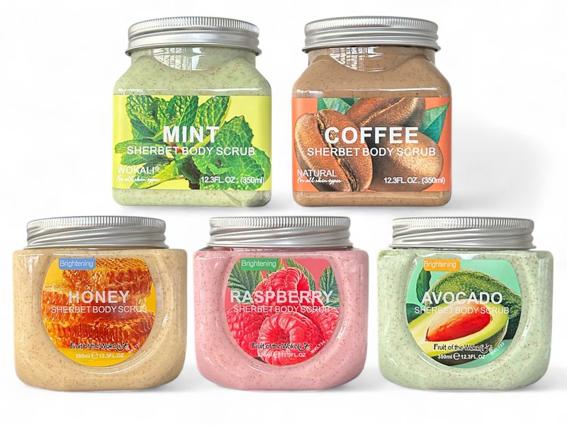 Set of 5 - Wokali Natural Sherbet Brightening Deep Exfoliating Body Scrubs