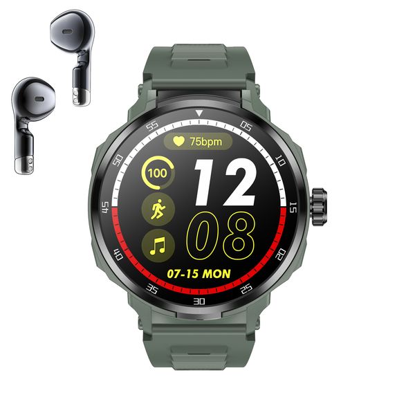2-in-1 Smart Watch + TWS Earbuds - 1.46" 360x360 TFT, NFC