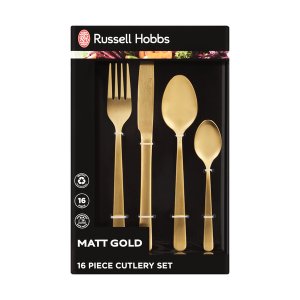 Russell Hobbs Mat Gold 16 Piece Cutlery Set