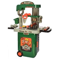 Kids-Up 3 in 1 Children's Tool Workshop Pretend Toy Luggage Trolley Set