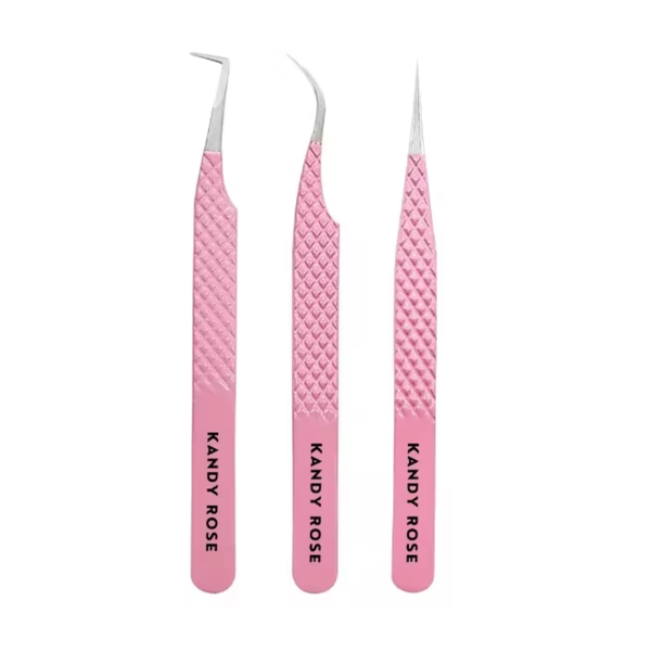 Kandy Rose Fibre Tip Lash Tweezer Set - (3 Piece )