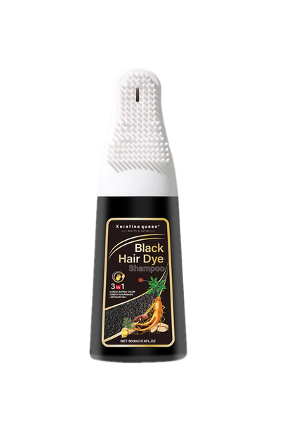 Keratine Queen Beauty &amp; Nature, Long Lasting Black Hair Dye Shampoo 3 in 1