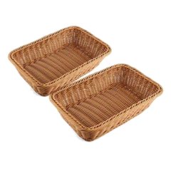 2 Pcs Rectangular Basket For Table Or Counter Display For Bread
