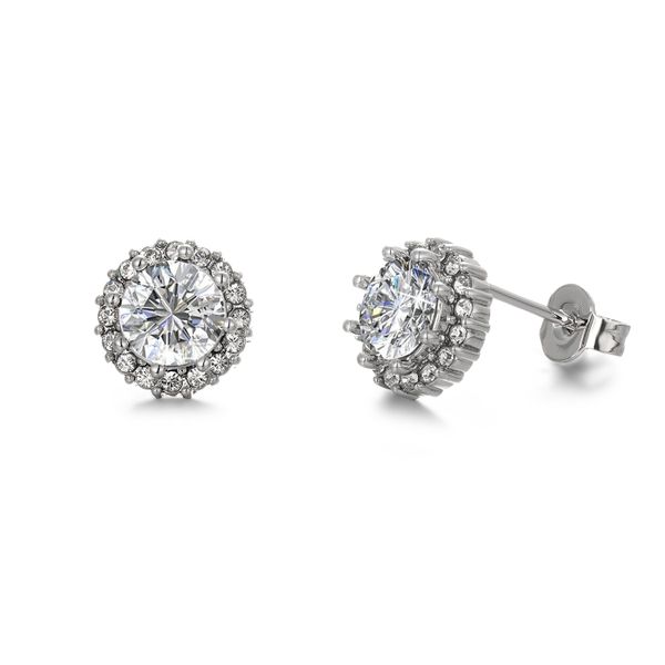 Destiny Luna April/Diamond Birthstone Earring with Swarovski Crystals
