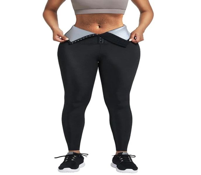High Waist Sauna Compression Pant + Cooling Towel - Black - S Women