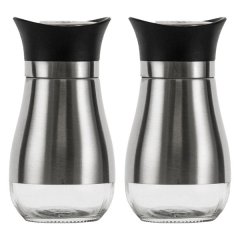 Regent Glass Salt &amp; Pepper Set with St Steel Covers 2pcs Set, 125ml