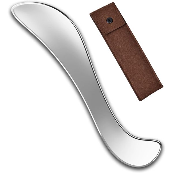 S-Shaped Muscle Scraper Massage Tool Set Stainless Steel Storage Bag