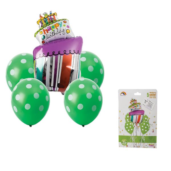 Bulk Pack x 4 Happy Birthday Balloon Bouquet 5 Pieces