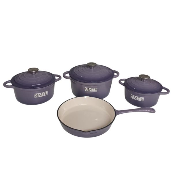 SMTE -Elegant 7-Piece Purple Pot Set Premium Cookware for Stylish Kitchens