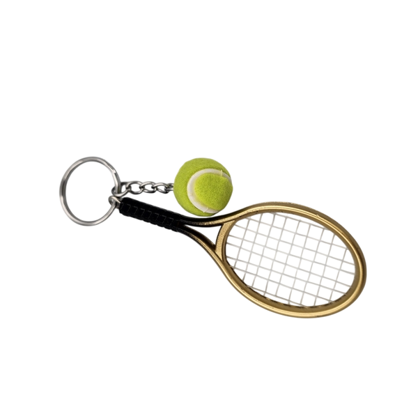 Miniature Realistic Tennis Racket &amp; Ball Keychain