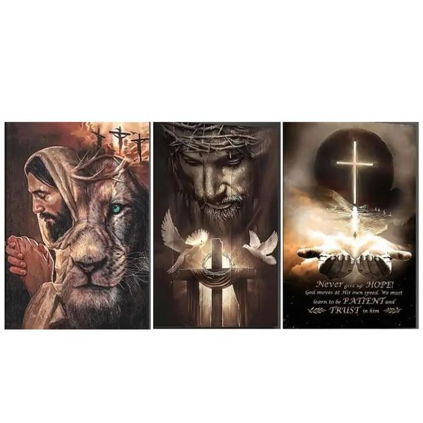 Faith &amp; Hope Framed Christian Canvas Set (3 Pieces) - 30x40cm