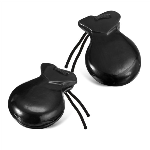 1 Pair Spanish Castanets Wood Hand Percussion Castanets(Wood Color)