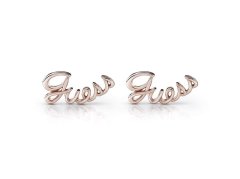 Guess Women's BOHO CHIC E-Guess Script Stud Logo Earrings - Rose Gold