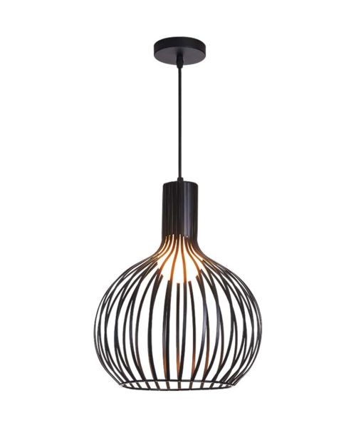 Curved Iron Retro Ceiling Pendant Light Black - EMS