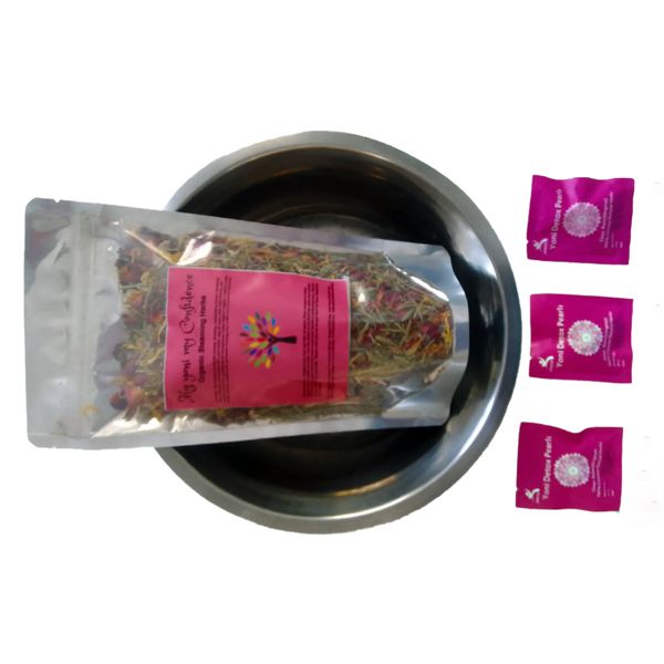 Yoni Steaming Herbs - 16 Steam - Bowl - 3 Yoni Detox Pearls - Natural Herbs