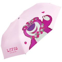 Red Strawberry Bear (Triple Fold Black Gum) Sunshade Umbrella