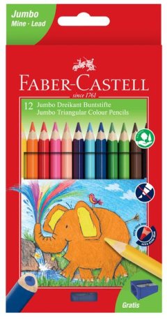 Faber-Castell, Jumbo Triangular Colour EcoPencils 12's, 5,4mm lead