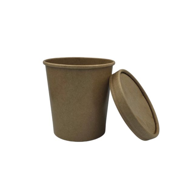 Kraft Paper Ice Cream Tubs with Fit Lid 500ml - 50 Pack