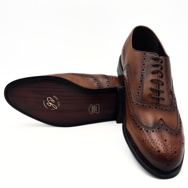 John Drake Men Dark Tan Leather Lace-Up