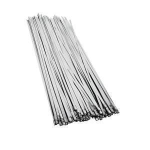 100 Pcs Stainless Steel Cable Ties With Self Locking Zip Ties - Silver