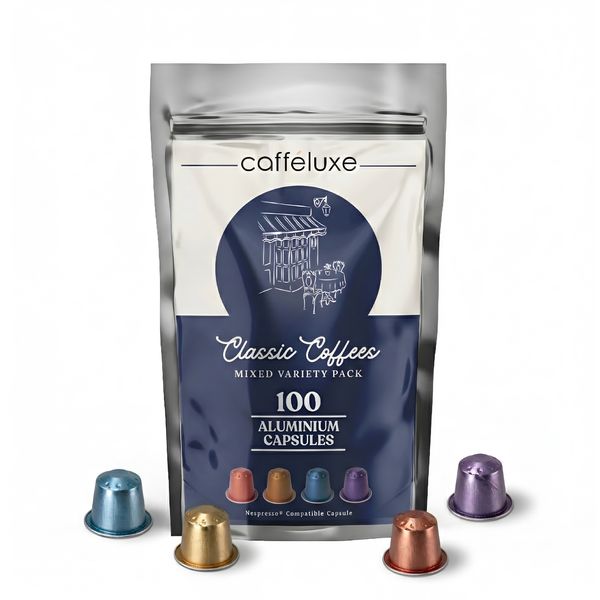 Caffeluxe Classic 100 Aluminium Pods Nespresso Compatible Coffee Capsules