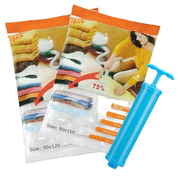 Ultimate Space-Saving Vacuum Storage Bags 80x100cm &amp; 90x120cm Combo