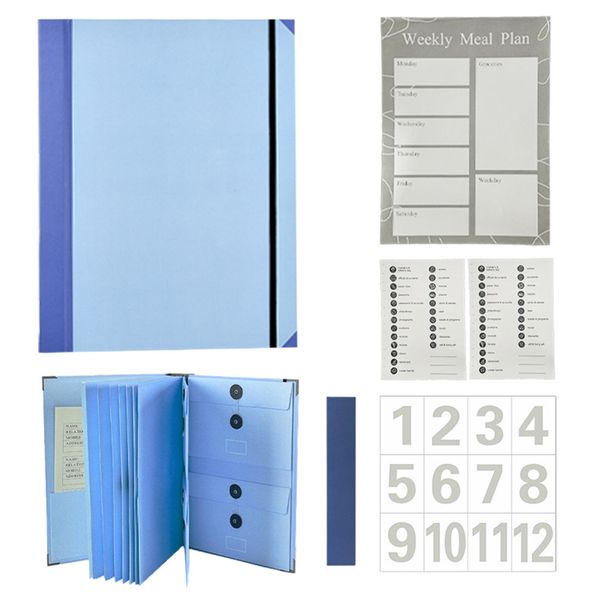 12 Pockets Envelopes Document Organizer Folio, Important File Binder