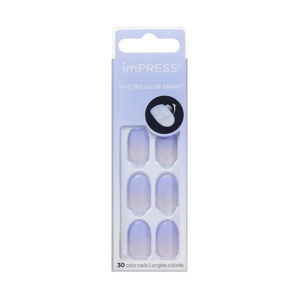 Kiss imPRESS Color Ombre Press On Nails, Friendzone, Blue, Short Oval