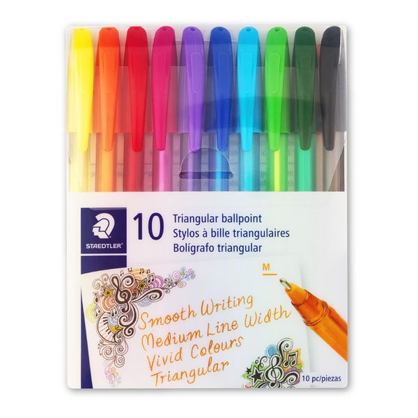 Staedtler Ballpoint Pens Assorted Colours - Wallet of 10