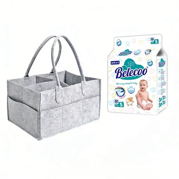 Belecoo Baby 50-Pcs Diapers &amp; Foldable Diaper Caddy Storage Bag Newborn Set