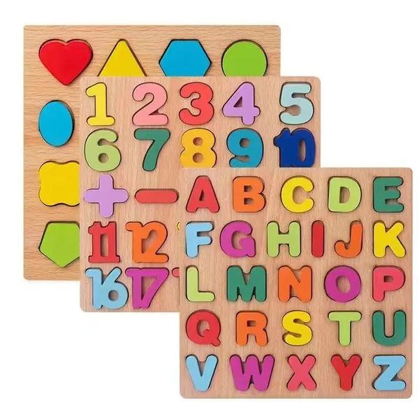 Wooden Alphabet, Shapes &amp; Number Puzzle - Educational Toy for Toddlers