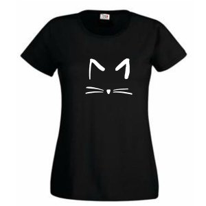 Think Out Loud Ladies "Cat" Short Sleeve Tshirt Black