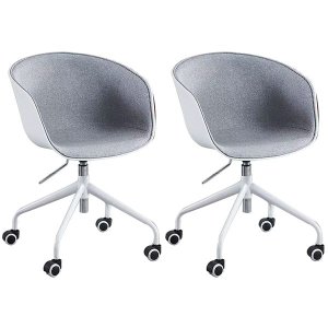 Office Chair 2 Pcs Bar Stools Dining Mid Back Chair with Wheels