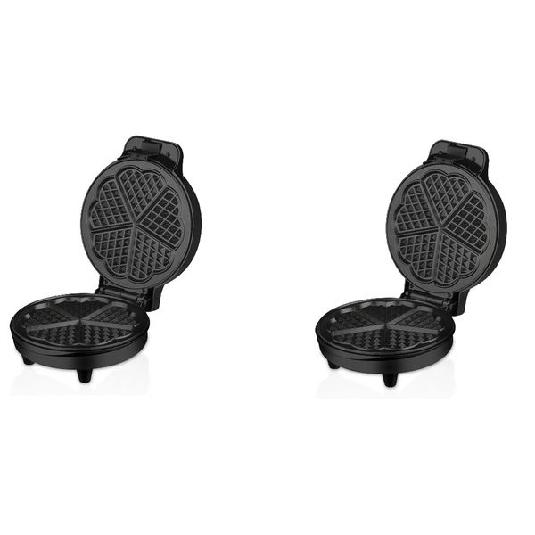 2 Pack-Small 5-piece double-sided heart-shaped waffle maker