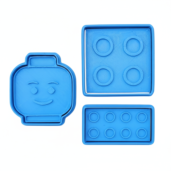 Lego Themed Block Cookie Cutter &amp; Stamp Set - Mini 6 cm