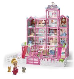 SamMag 379PCS Luminous Diy Villa Toy Plastic Large Doll House for Kids
