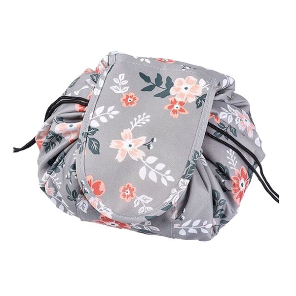 Portable Lazy Drawstring Travel Cosmetic Storage Makeup Bag - Blue Flamingo