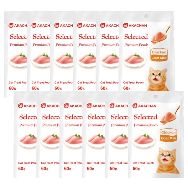 AKACHAN Selected Gourmet Pouch Cat Food 12 × 60 g - Chicken &amp; Goat Milk