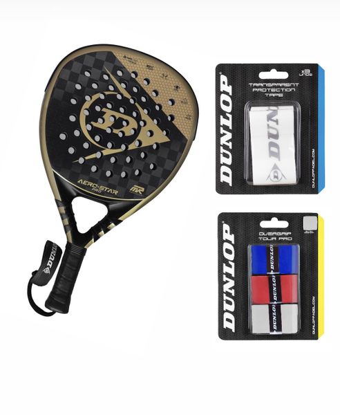 DUNLOP Aerostar Pro Padel Bat &amp; Tour Overgrip &amp; Protection Tape Padel Combo